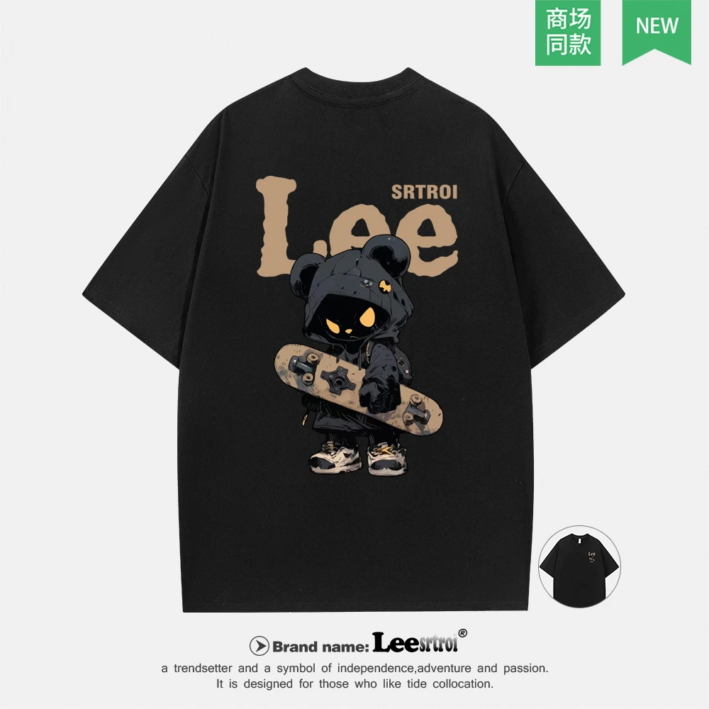 2025年短袖男女T恤潮牌印花新款100%纯棉宽松高端印花男女同款