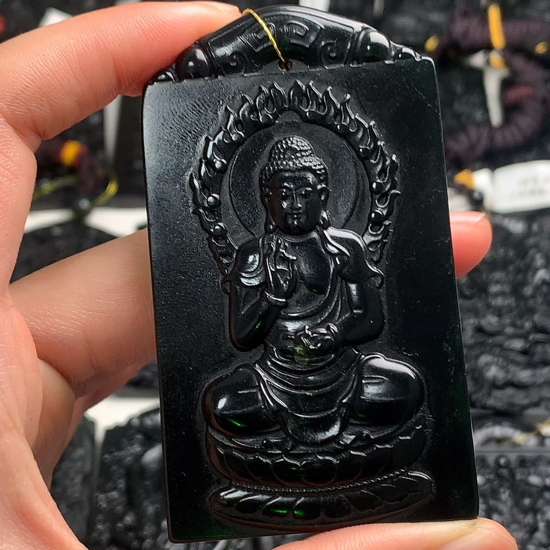 天然缅甸a货钢琴黑挂件