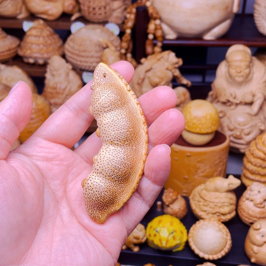 竹竹根雕豆角把玩件