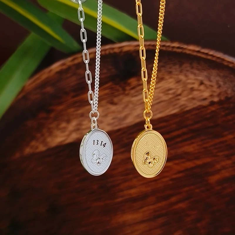 坠链均足银 999蛋形蝴蝶套项链时尚轻奢百搭气质简约送女友闺蜜