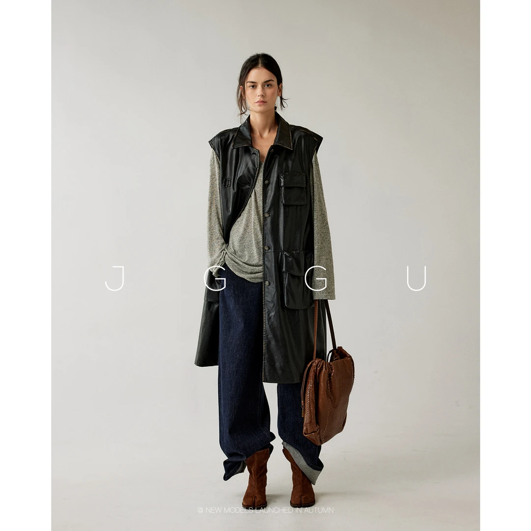 晶咕黑标JGGU 8/26晚8点NEW【流浪家】水口袋蛋白皮马甲大衣