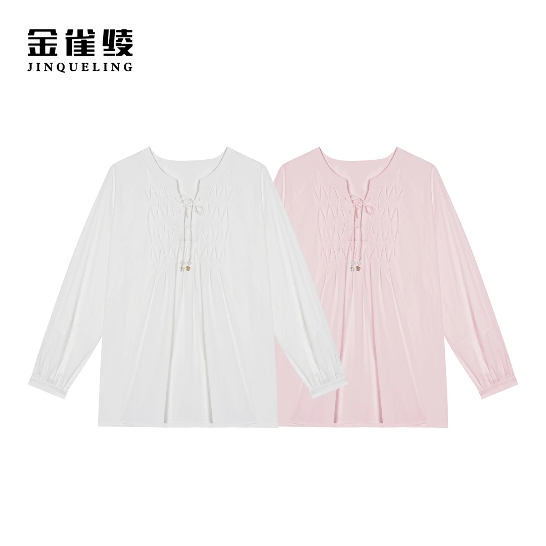 金雀绫【暗香】原创设计师款纯色时尚百搭宽松衬衫SZ4S46