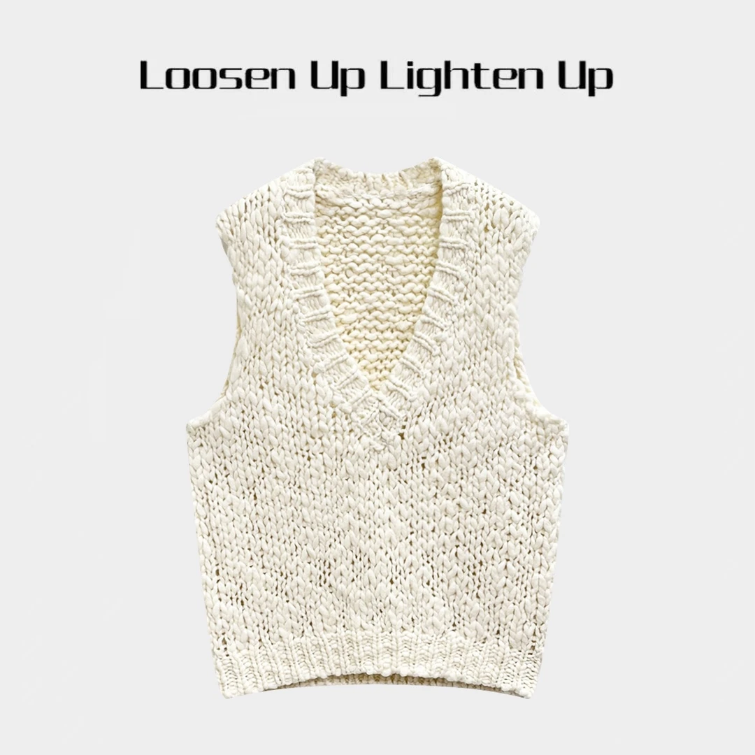 MLoosen Up【糖霜马甲】羊毛混纺颗粒感慵懒风V领无袖针织叠穿神器