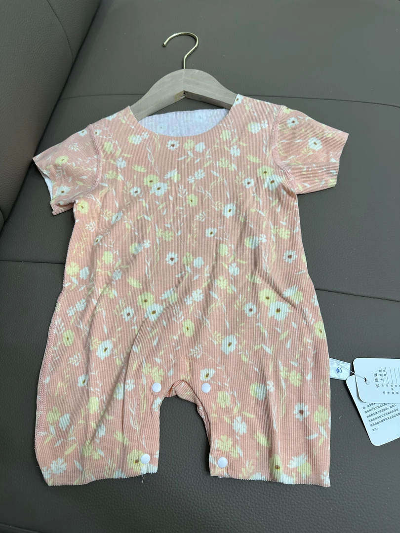 夏款婴儿连体满印爬服空调服儿童碎花女童