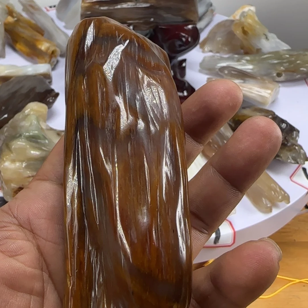 硅化玉珠宝奇石未镶嵌桔***瓜