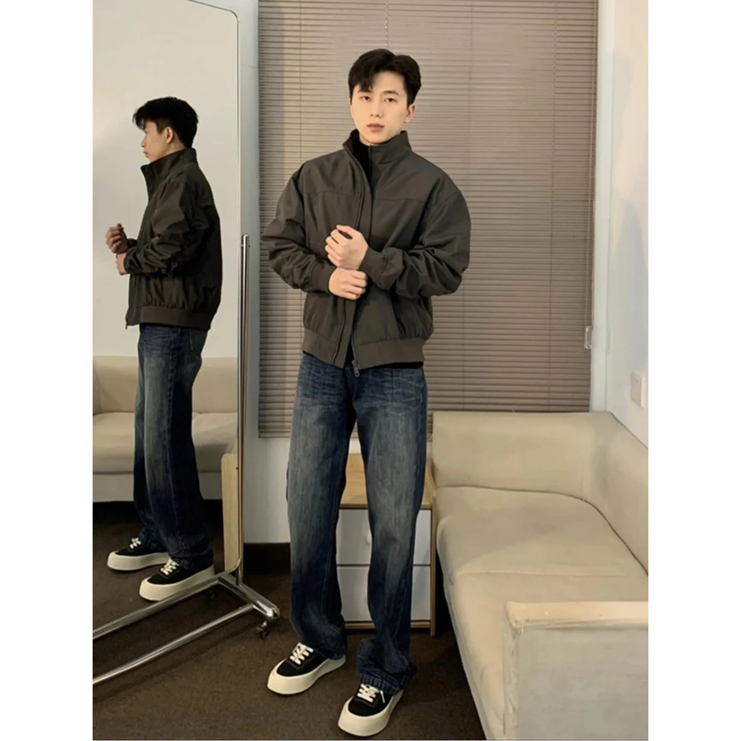 韩系立领棒球服外套男士秋冬感潮流痞帅上衣复古美式飞行夹克春秋