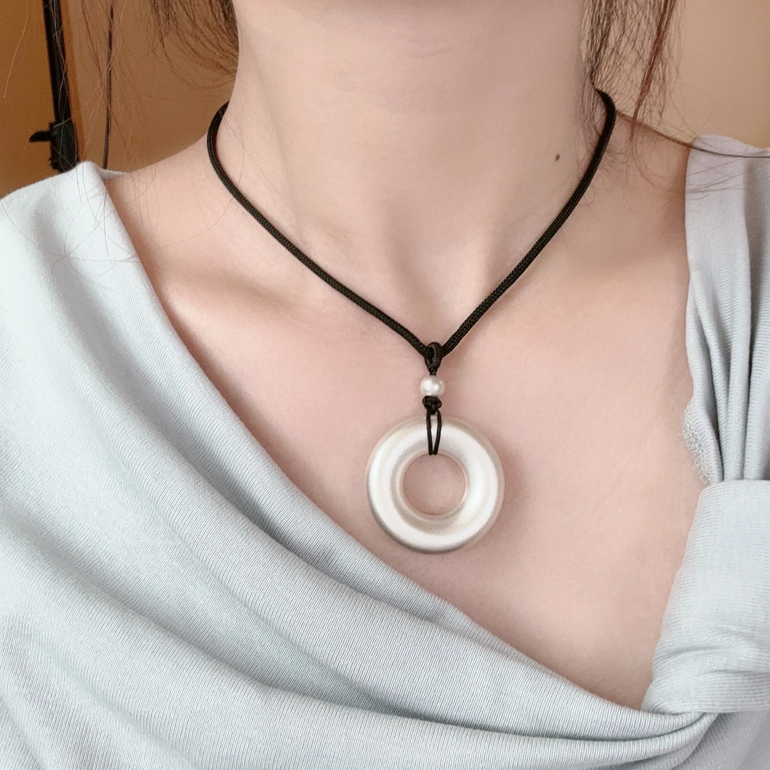 吊坠足银 足银999古法实心平安扣吊坠项链挂坠女款锁骨链16克左右