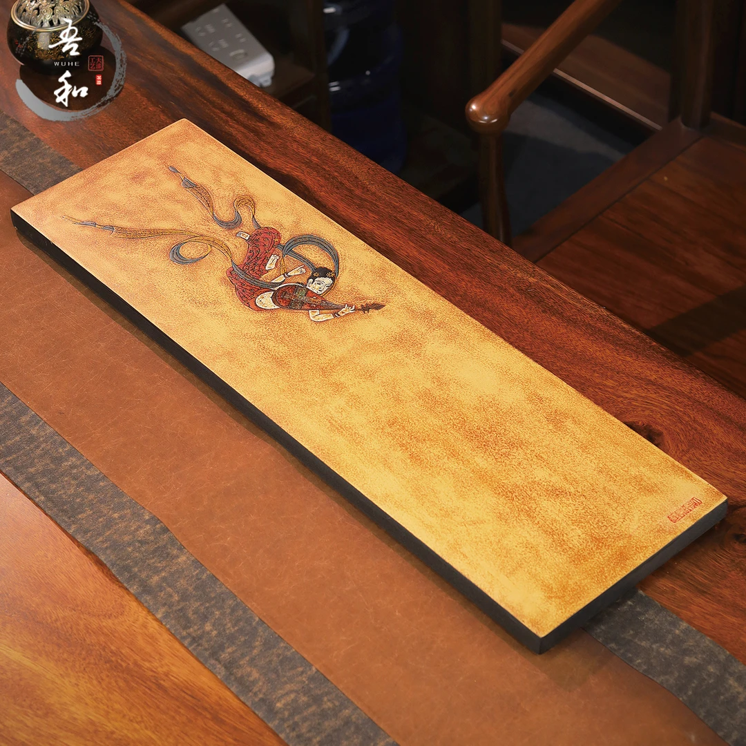 吾和漆器茶具 福州非遗大漆飞天女神手工干泡台 复古做旧高档茶盘