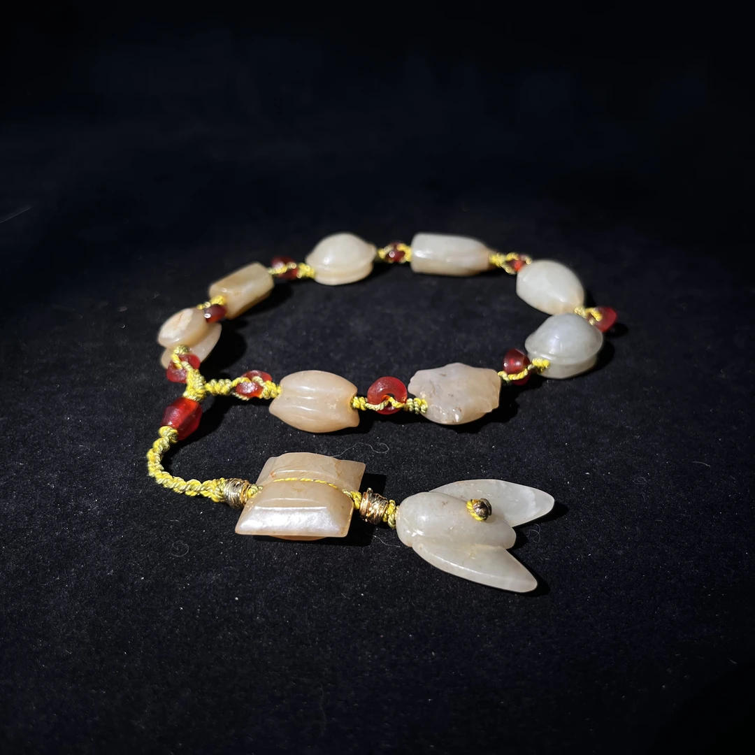 4YQ14 明 和田玉多宝手串