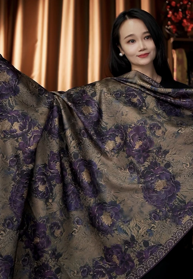 牡丹花新款140左右香云花萝披肩方巾时尚双面百搭春秋丝巾围巾