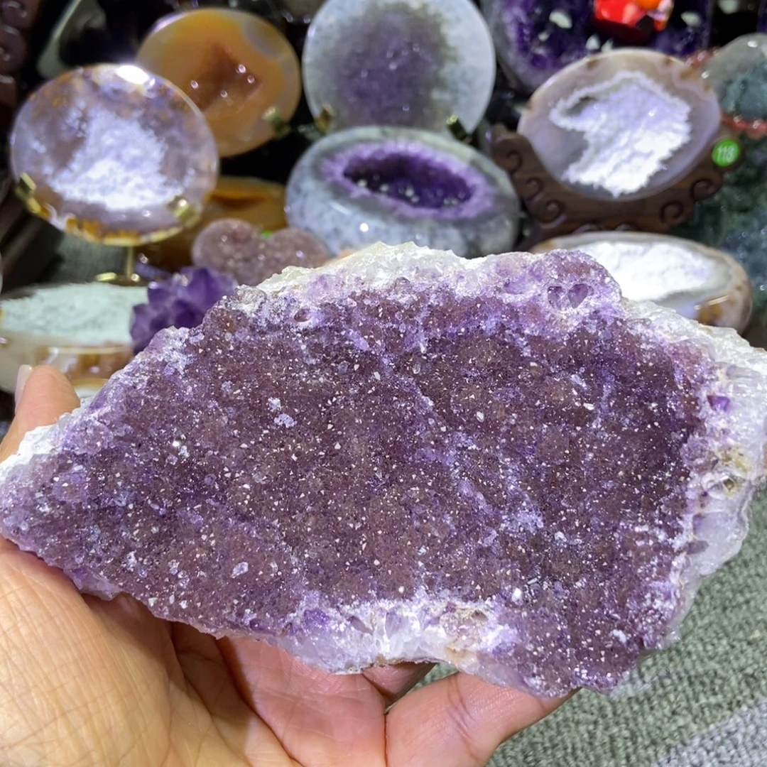 紫晶未镶嵌摆件水晶