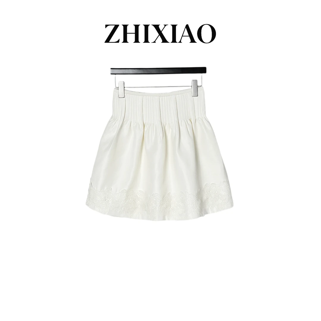 【ZHIXIAO】夏季新款：蕾丝拼接短裙80151