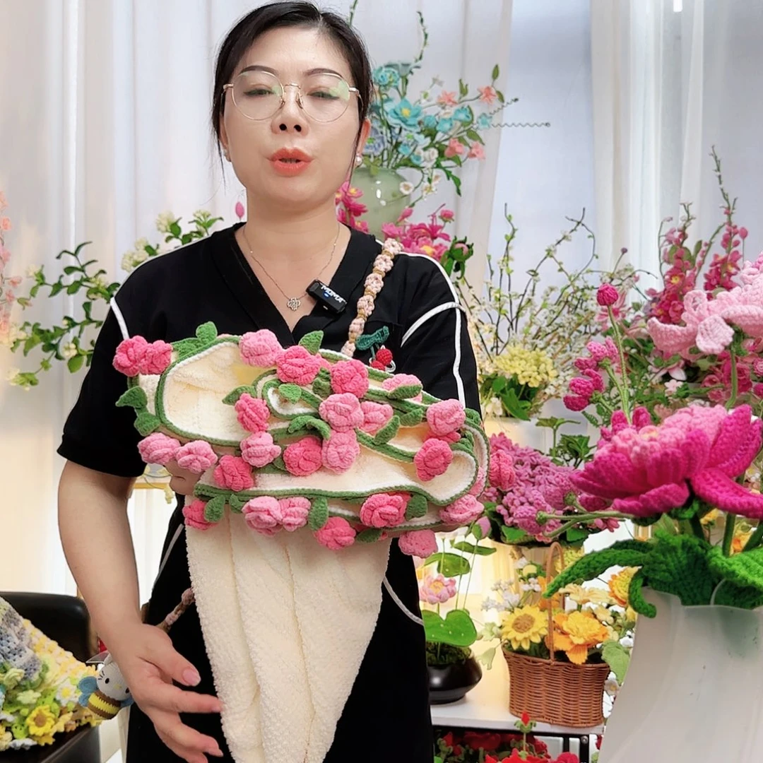 莱赛尔纤维棉手工钩织花毯