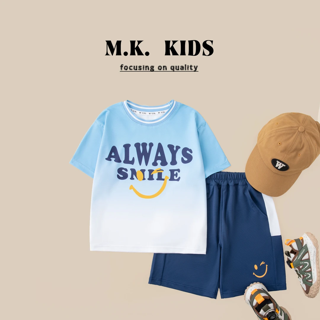 儿童夏款速干短袖套装2025新款男童潮流运动两件套XA8407华子童装