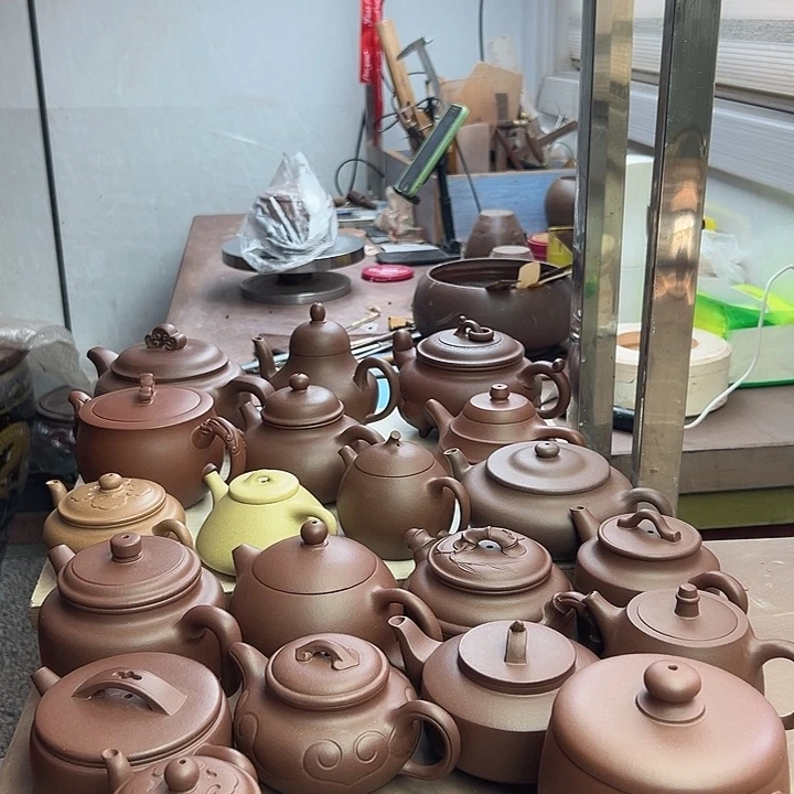 紫砂茶壶西*精挑红降坡半手工制作君德