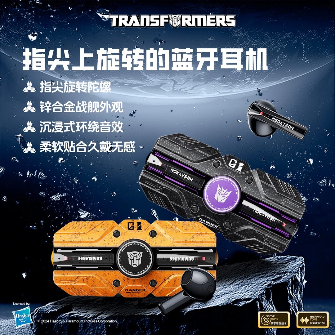 变形金刚全新半入耳蓝牙耳机旋转解压高清通话长续航T80