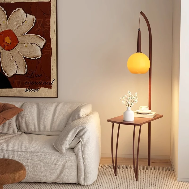 【暮光专属】柚子落地灯客厅置物架2025茶几一体钓鱼灯中古简约小众