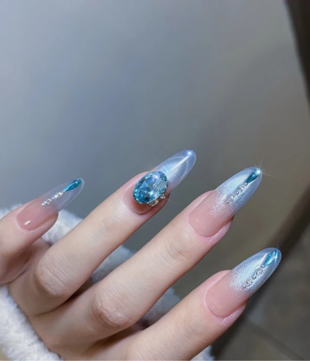 QIUQIU【人鱼泪2.0】纯手工高定猫眼手工穿戴甲气质显白美甲百搭