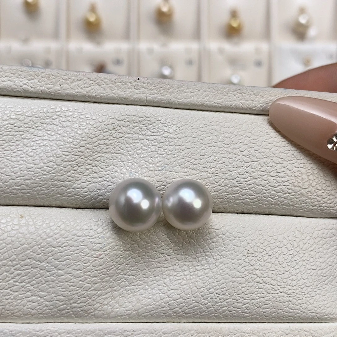 海水珍珠耳饰18K金镶嵌澳白10-11