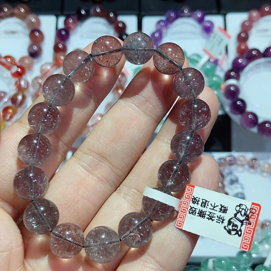 未镶嵌手链水晶黑烟花11.9mm