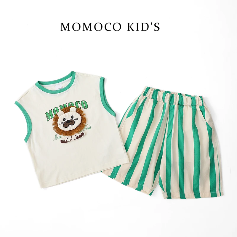 MOMOCO夏季儿童时尚休闲潮流小狮子上衣裤子男童套装75230578024