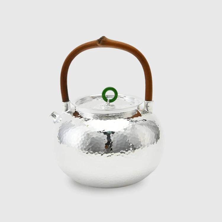 新品-手工锤纹口打出银壶999银茶壶送礼给长辈高端礼盒