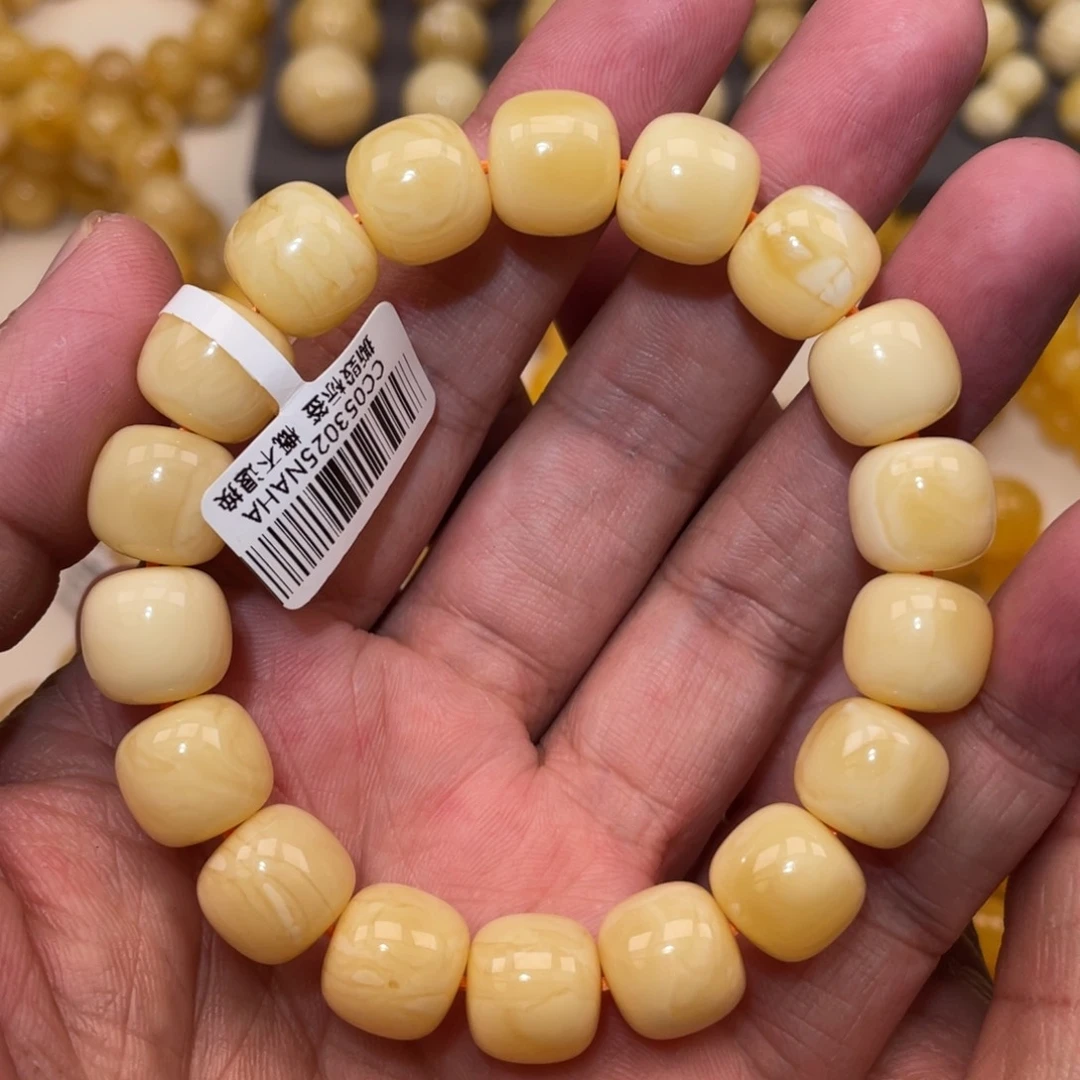 未镶嵌蜜蜡珠宝奇石12mm俄同料咖白老型手串19.67