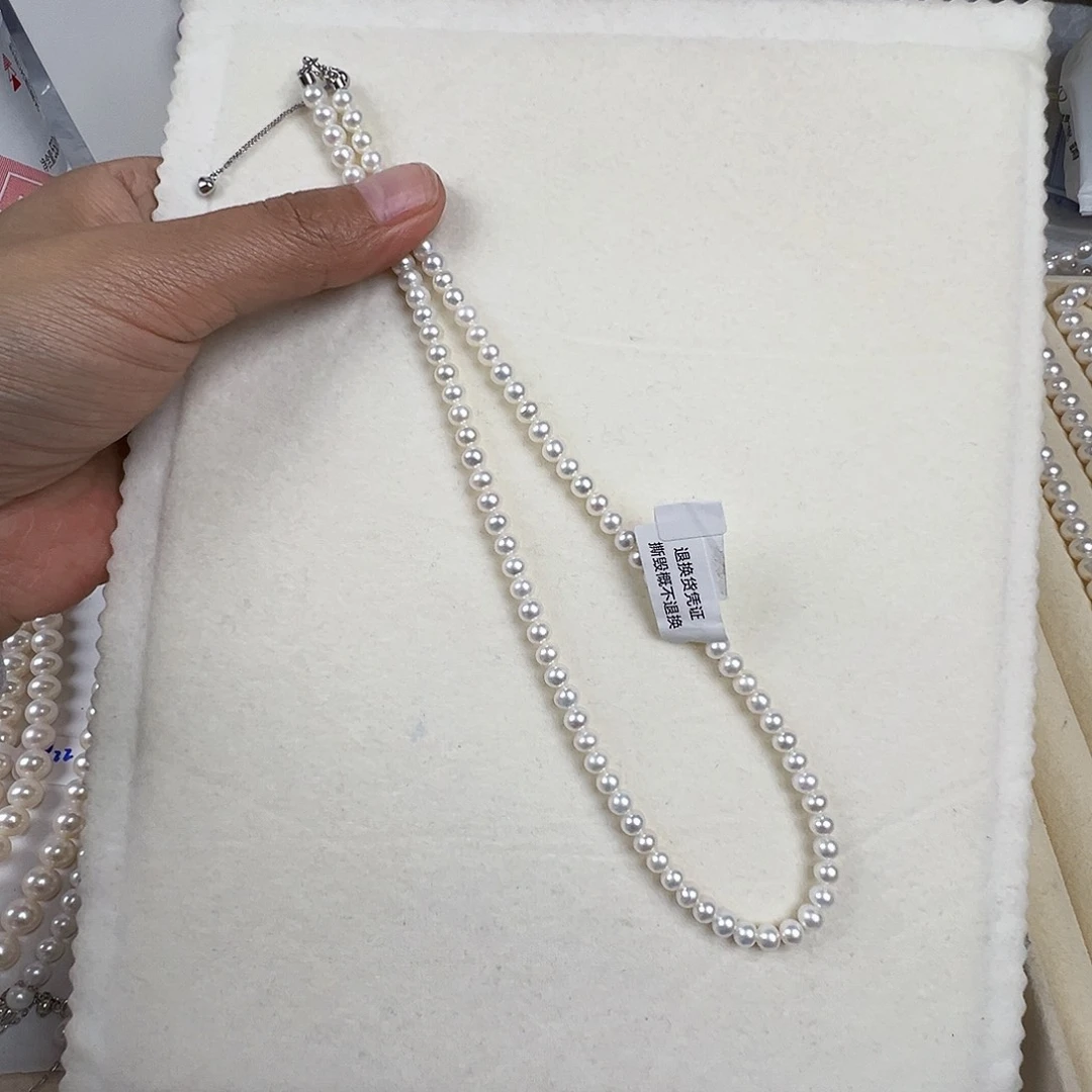 茉***莉银S925镶嵌项链淡水珍珠