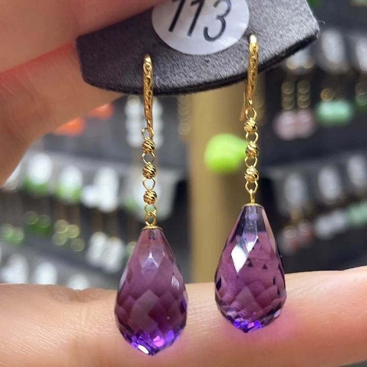 18K金镶嵌耳饰水晶