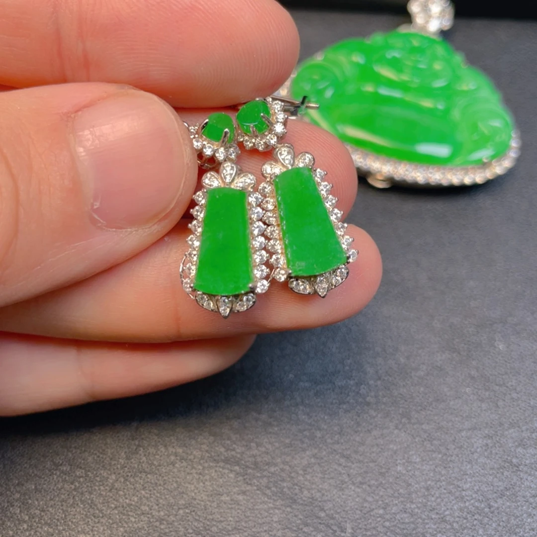 翡翠银S925镶嵌吊坠(不含链)