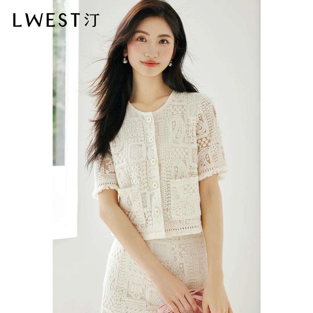 【备用链接】朗文斯汀重工气质镂空绣花蕾丝衫DTYC4203B07148