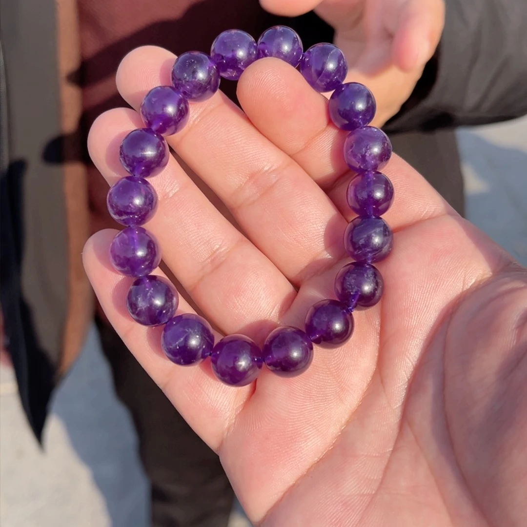 紫晶颈饰未镶嵌紫水晶12mm手串