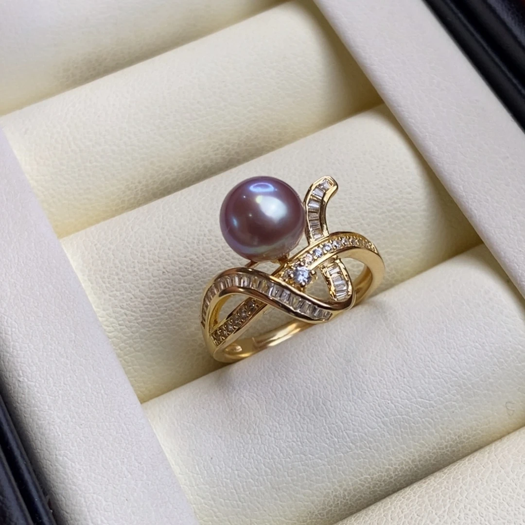 淡水珍珠戒指银S925镀金镶嵌