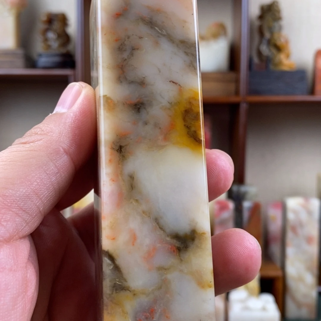 巴林石印石巴林鸡血石素章