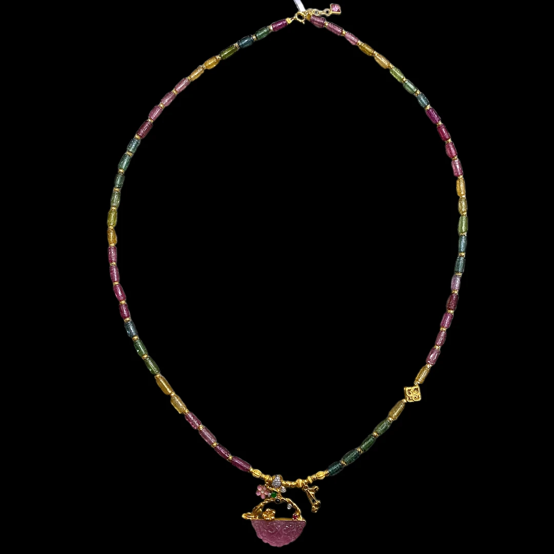 N2621碧玺项链18k孤品