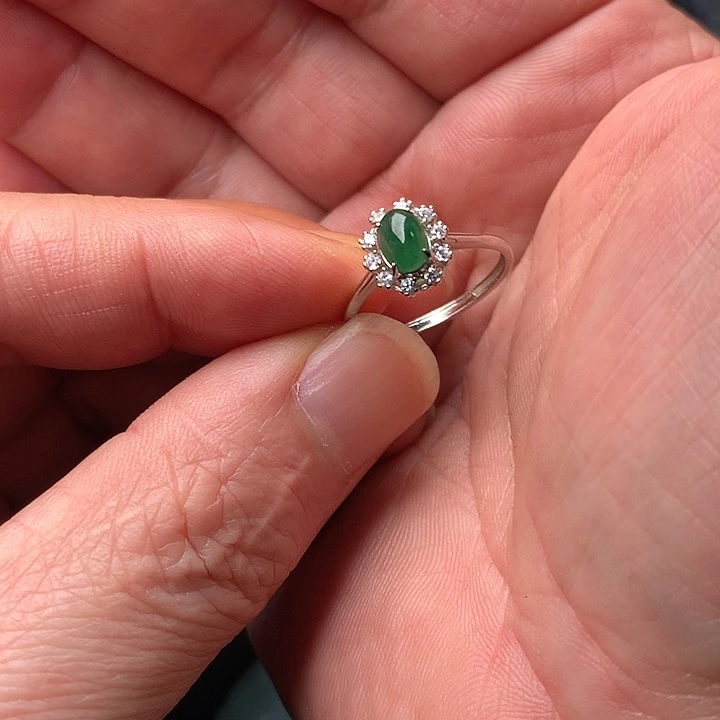 翡翠银S925镶嵌戒指