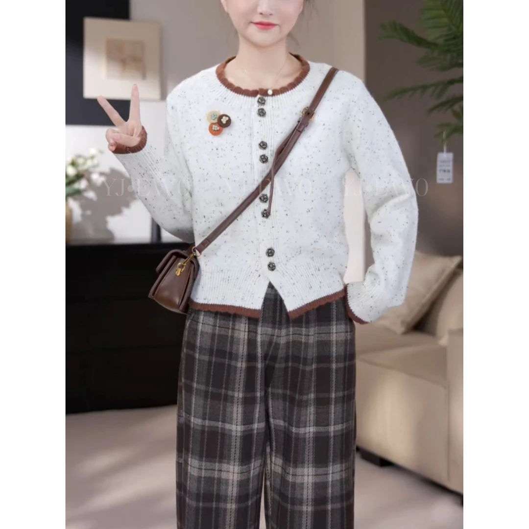 【现货】秋冬新款长袖针织复古圆领气质百搭毛衣-YJ1102