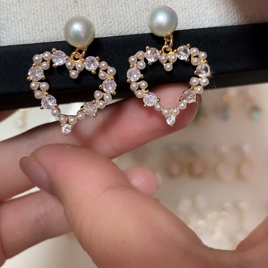 淡水珍珠耳饰合金橘*