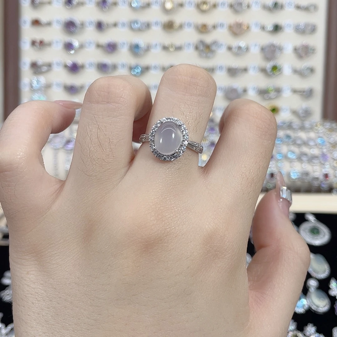 岫玉银S925镶嵌戒指