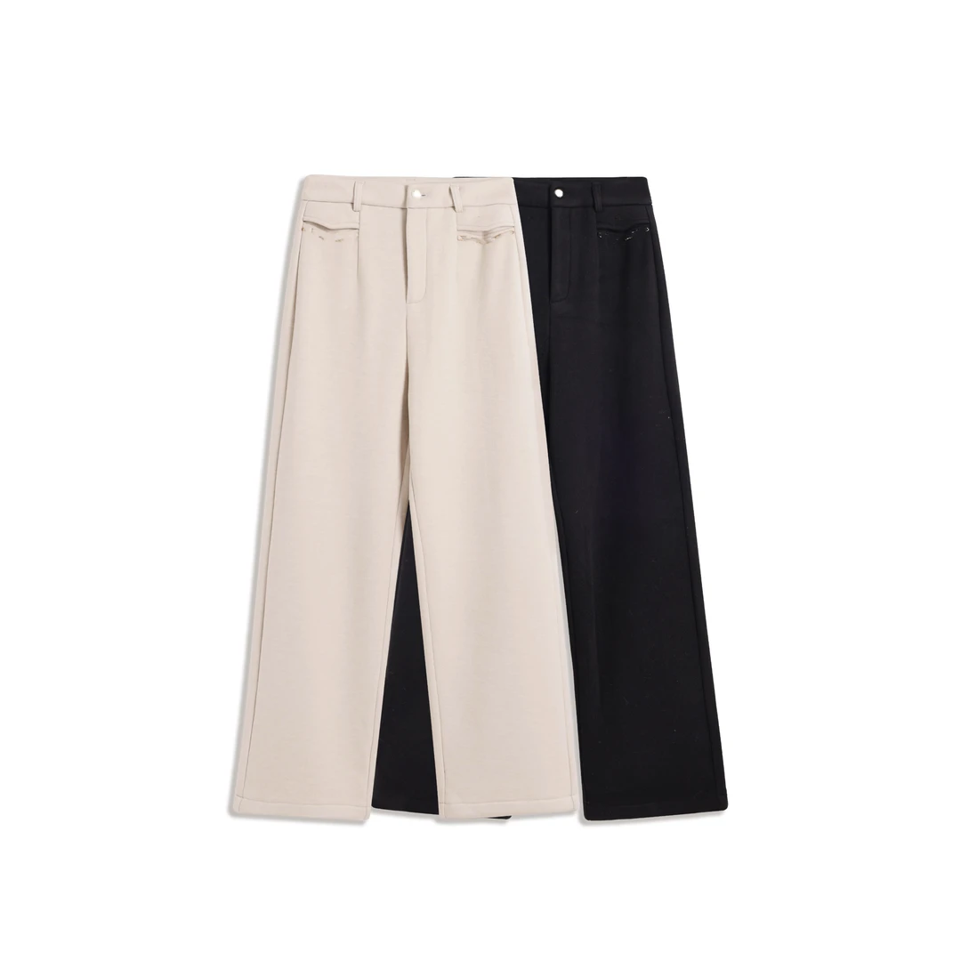 新款直筒阔腿休闲百搭链条设计高级感长裤女装VE0210