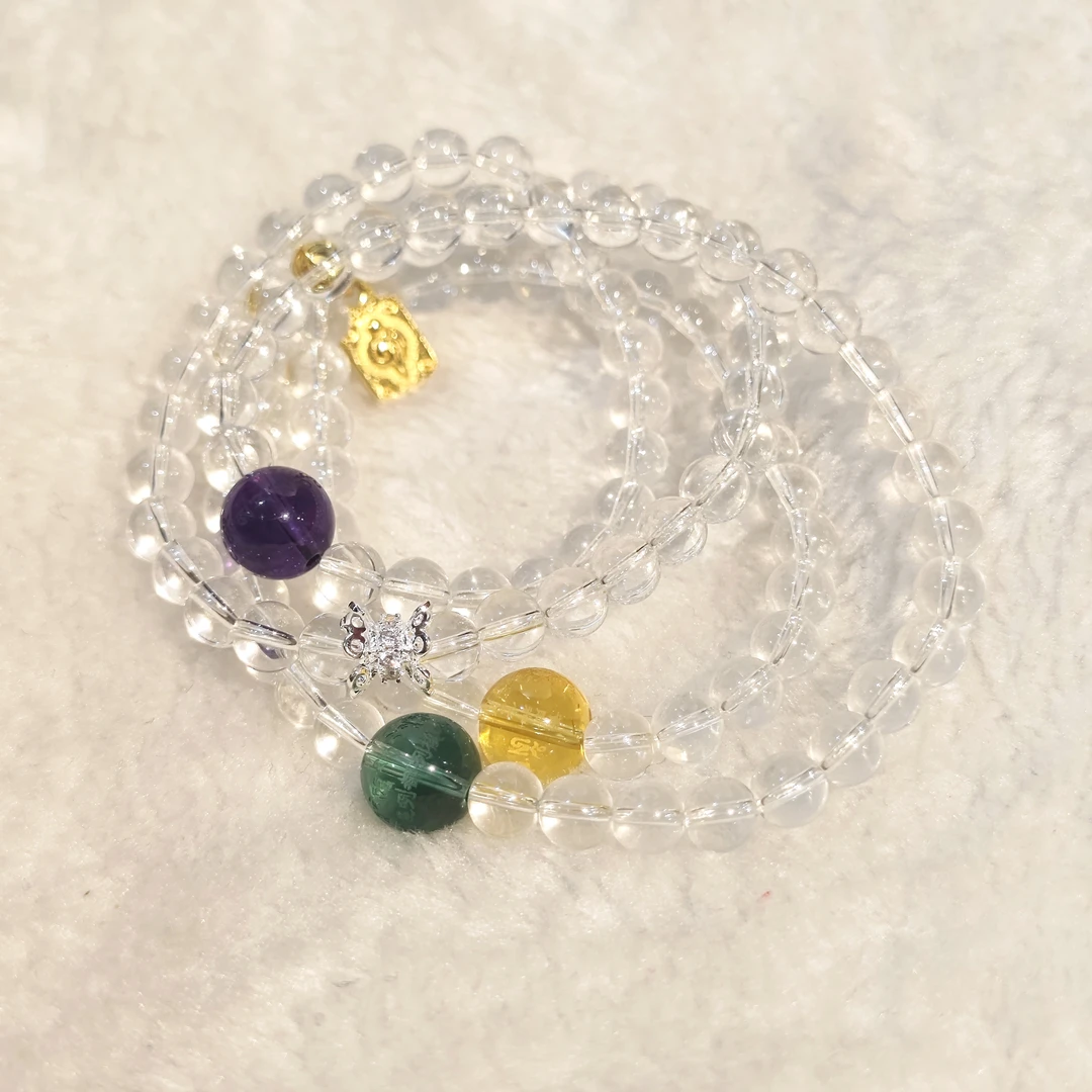 非金属珐琅项链 白晶晶108颗长款轻奢时尚项链