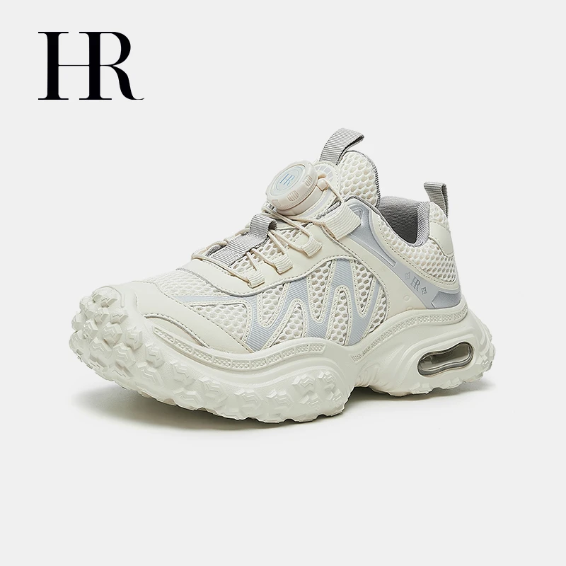 HR/赫莲娜时尚男女童中童网面气垫轻便透气运动鞋复古欧若精灵风