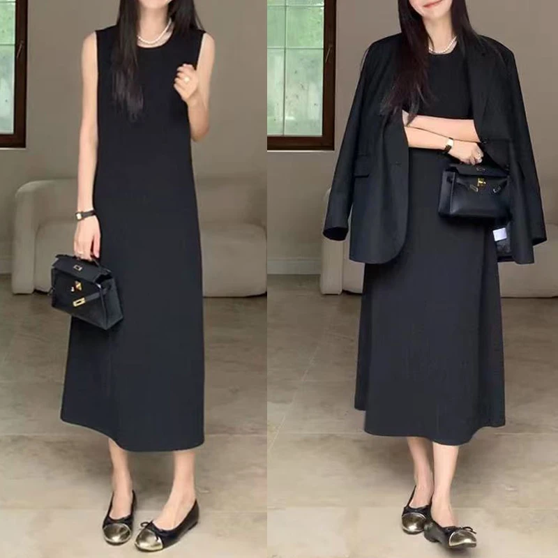 【夏央】2025早秋新款西装面料气质连衣气质长裙#7704