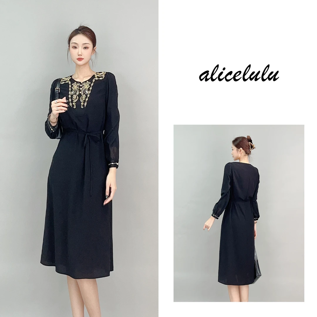 5 ALICE “宝石人生”连衣裙 烫钻刺绣 优雅飘逸 S2141898W