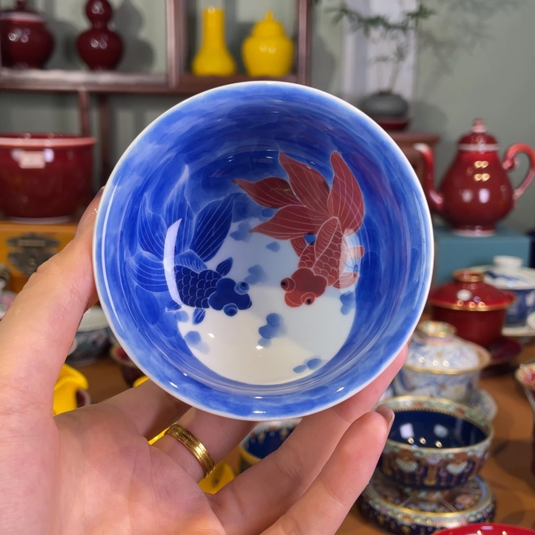 清欢雅玩，原矿郎红精品金鱼炉士杯