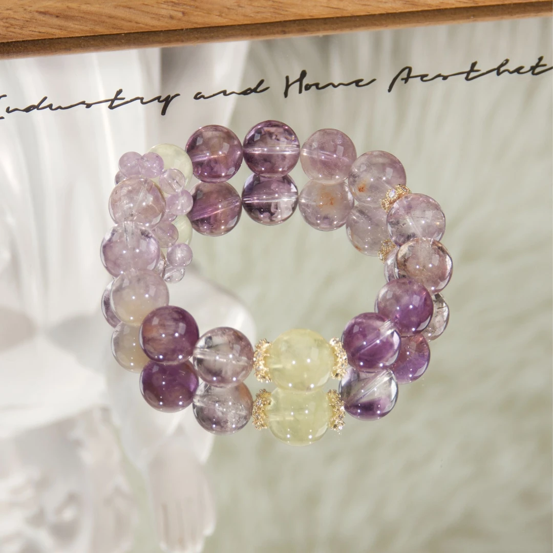 s1318【紫幽灵】天然紫幽灵水晶手串精致百搭设计手链 多样性发其一