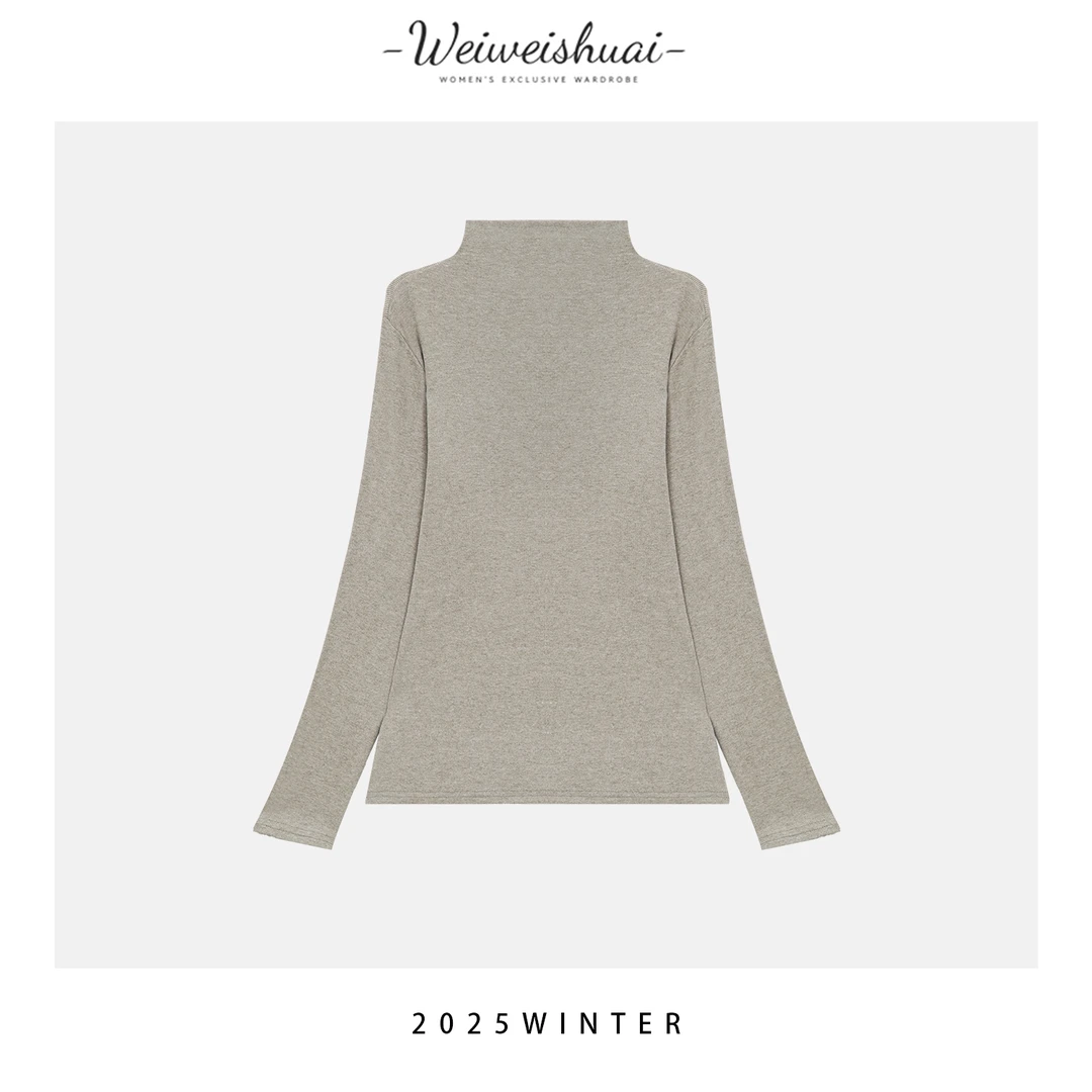 【广州微姐】秋冬时尚百搭纯色显瘦修身套头长袖打底衫3178