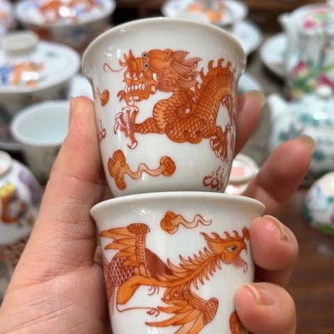 手绘茶杯盖碗壶承陶瓷