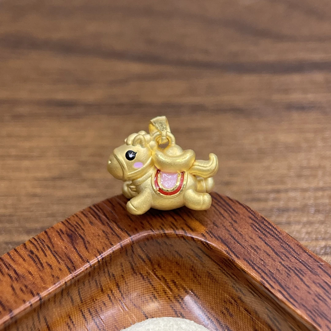 宝藏好物辉通黄金直播间足金999元宝小马吊坠DP2447