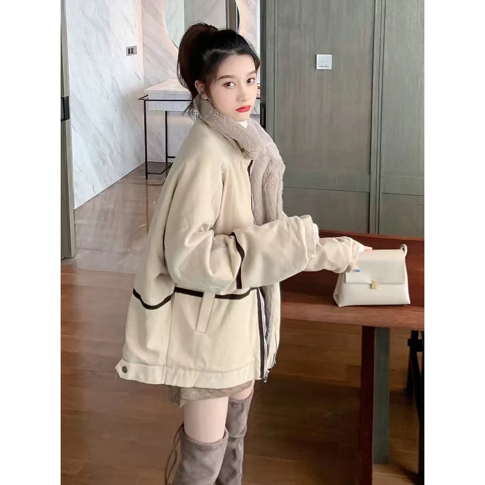 1811 外套女秋冬百搭2024新款ins宽松加厚牛仔派克服工装